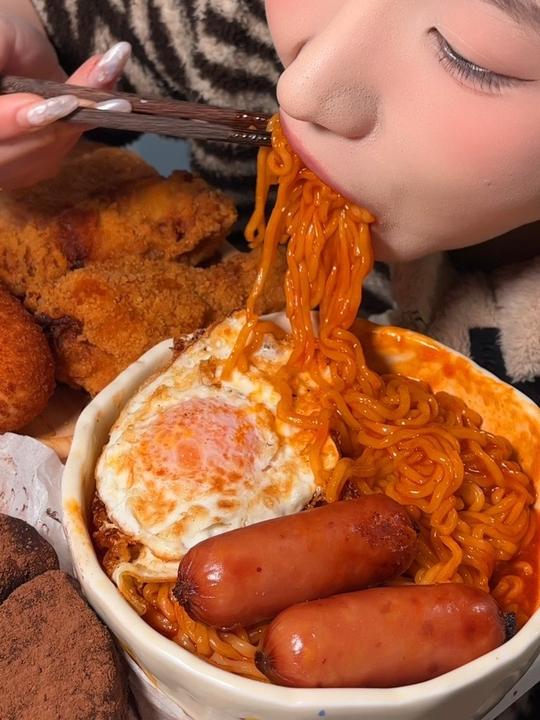 火鸡面炸鸡配奶茶太快乐啦啦啦!