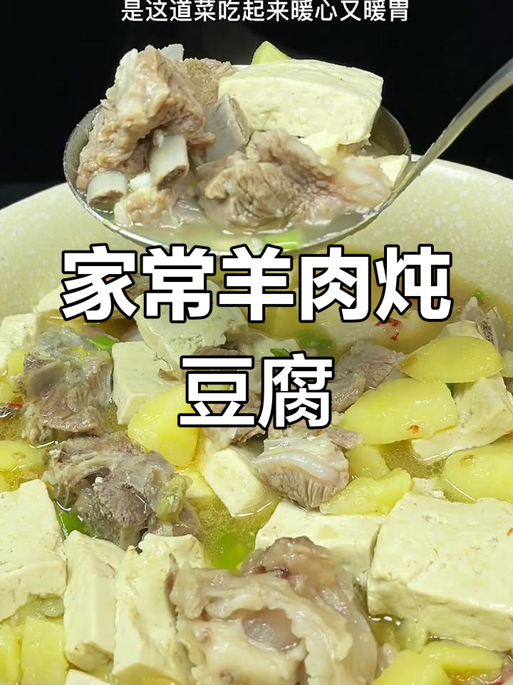 羊肉烩豆腐,荤素搭配更美味!教你二十多年家常做法