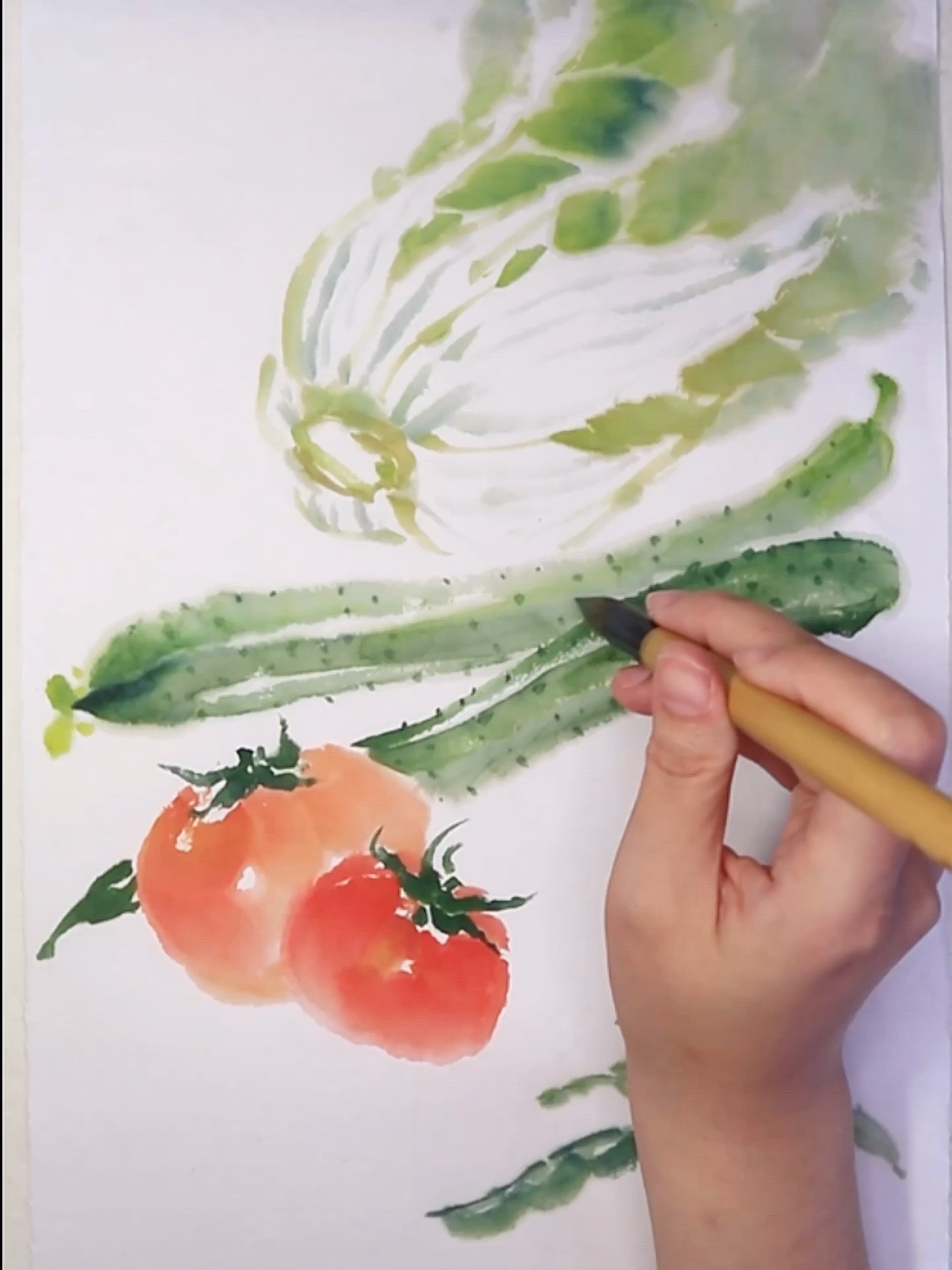 国画示范|蔬菜组合怎么画?