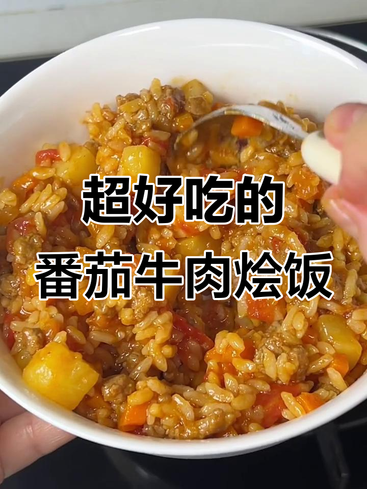 番茄土豆牛肉烩饭,米饭吸满浓郁酱汁,大人小孩都爱!