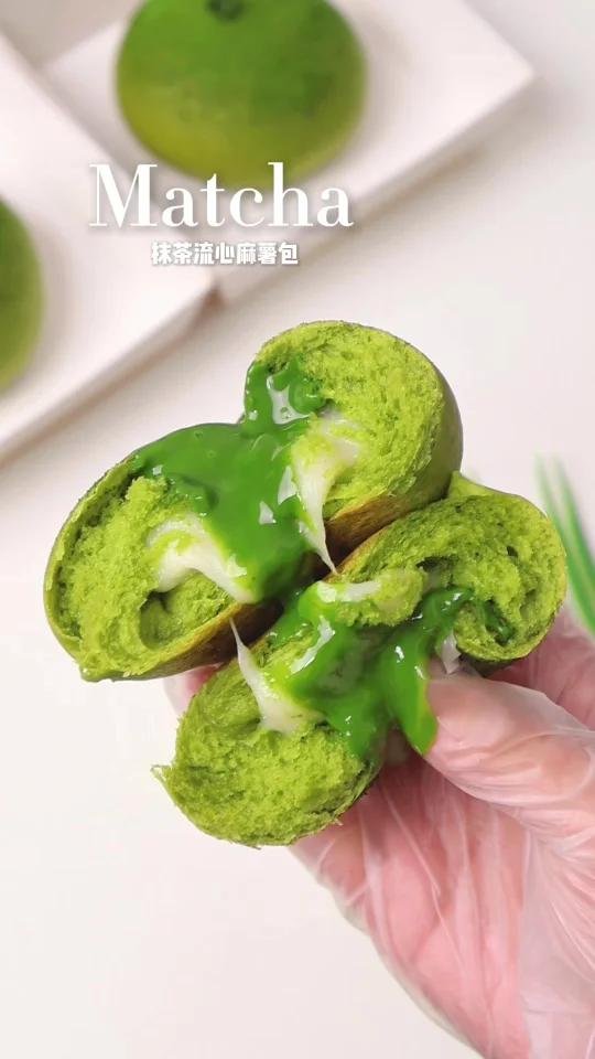火爆全网抹茶流心麻薯面包三重口感