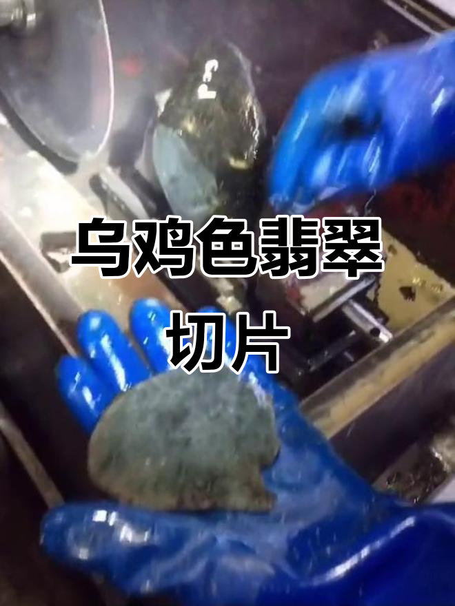 乌鸡色翡翠原石切料,结果竟是这样!