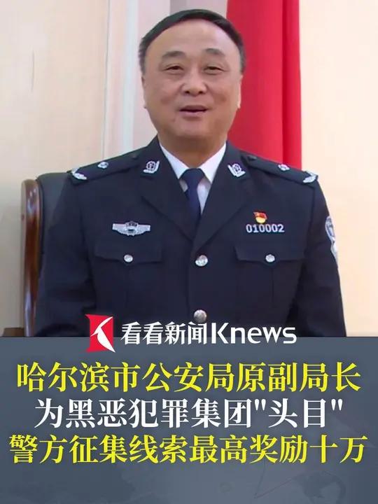 哈尔滨市公安局原副局长为涉黑头目,警方征集线索最高奖励十万元 于涛 黑龙江鸡西