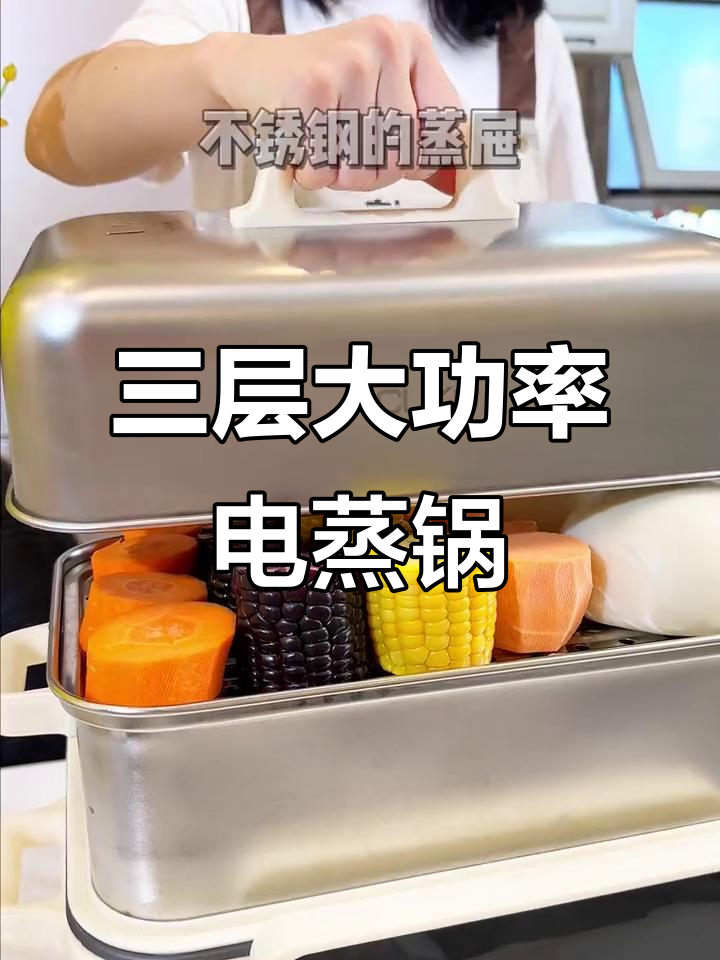 304不锈钢电蒸锅,三层大容量设计,智能预约早餐更方便