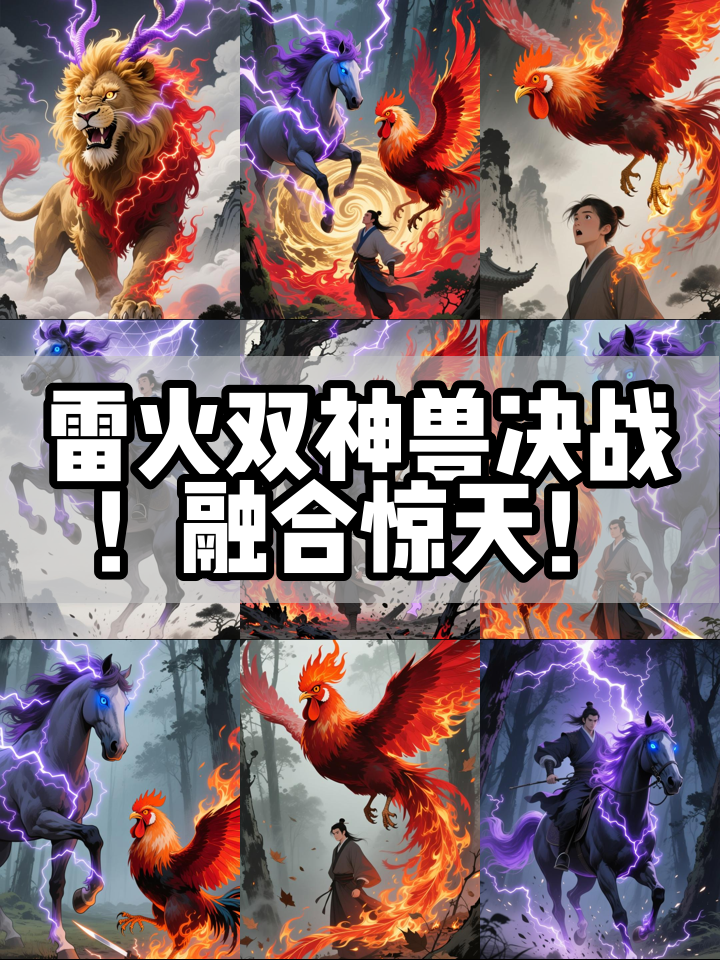 闪电骏马与火焰雄鸡森林搏杀，融合成新神兽！