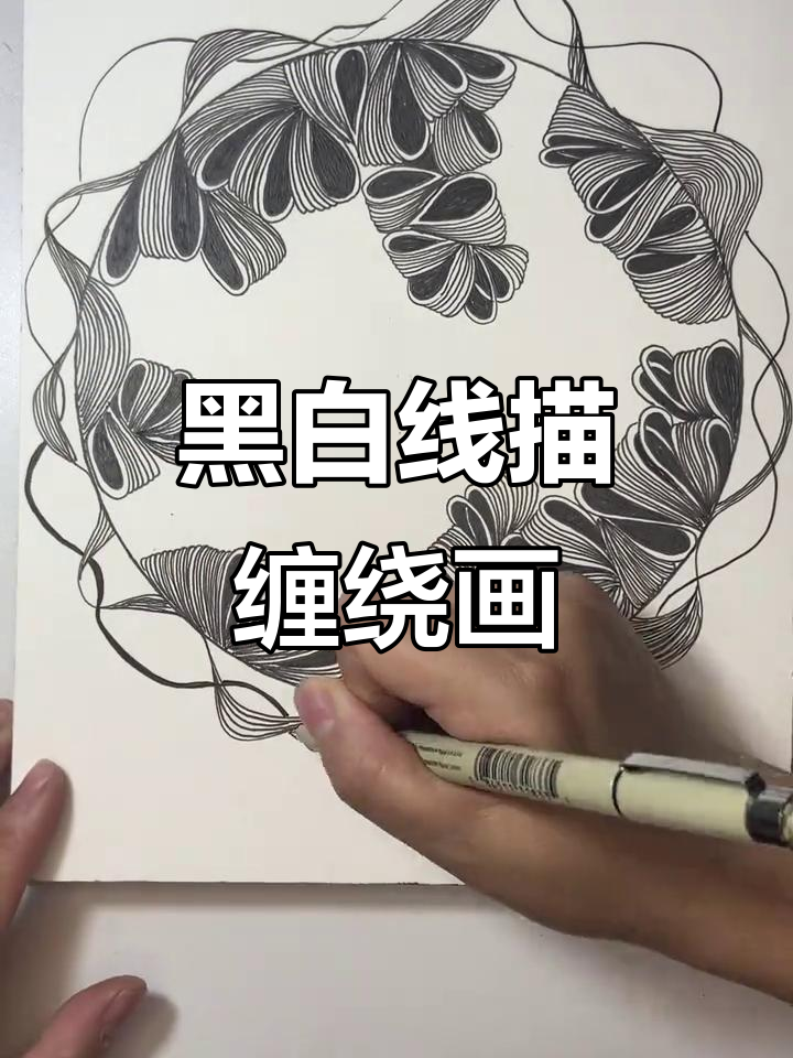 黑白线描画:针管笔下的缠绕艺术,每日绘画打卡