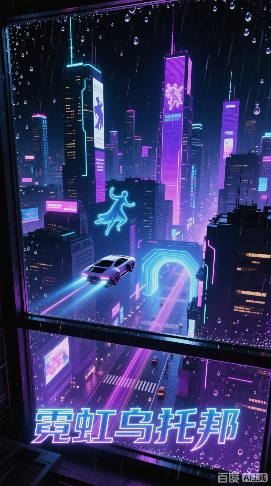 赛博朋克都市，霓虹闪烁的未来夜