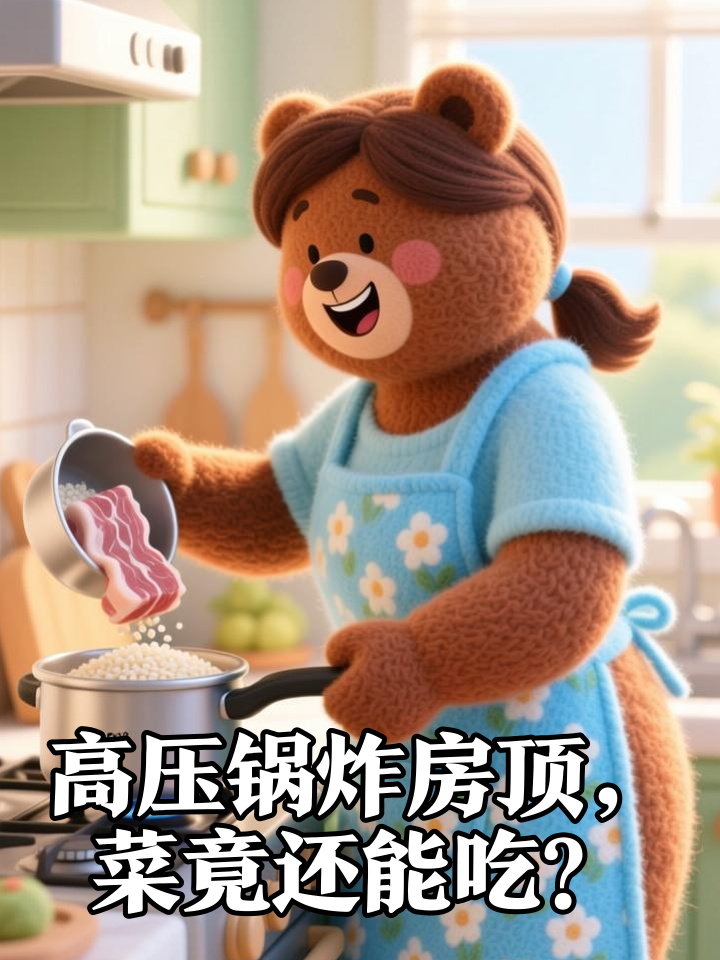 女子用高压锅炖菜,结果锅子爆炸房顶炸出大洞锅盖失踪:菜还能吃