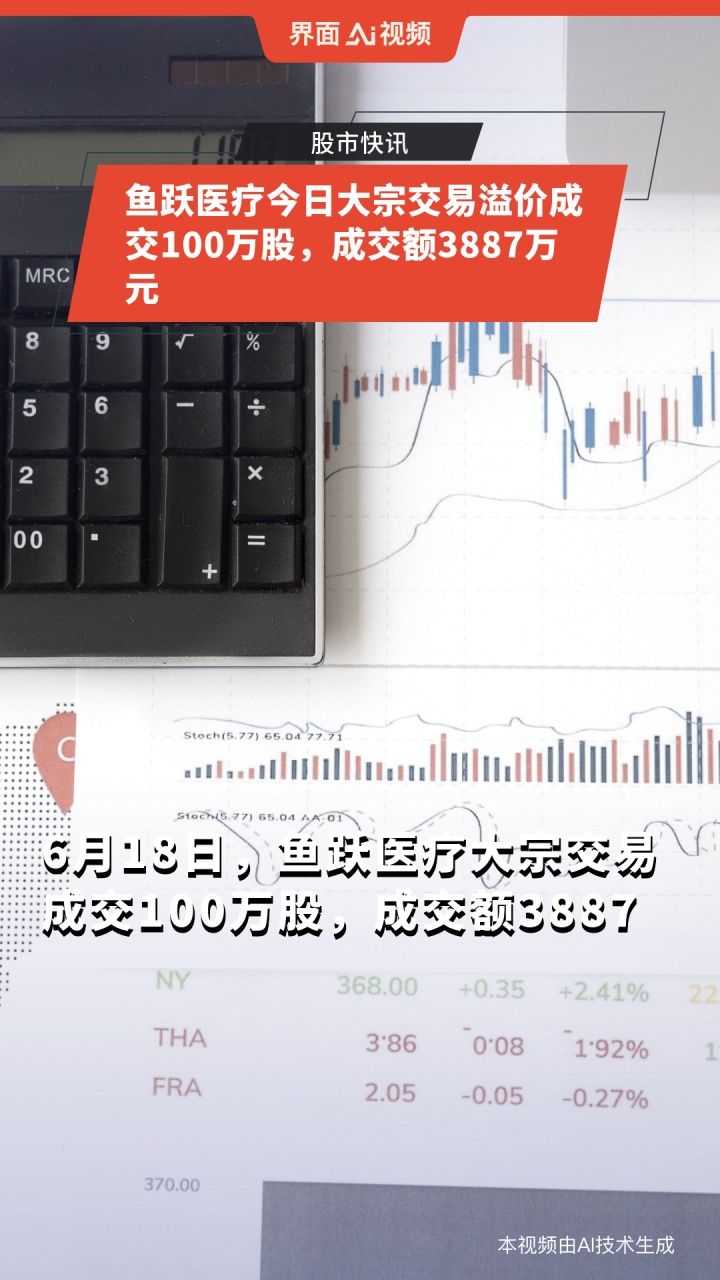 鱼跃医疗今日大宗交易溢价成交100万股,成交额3887万元