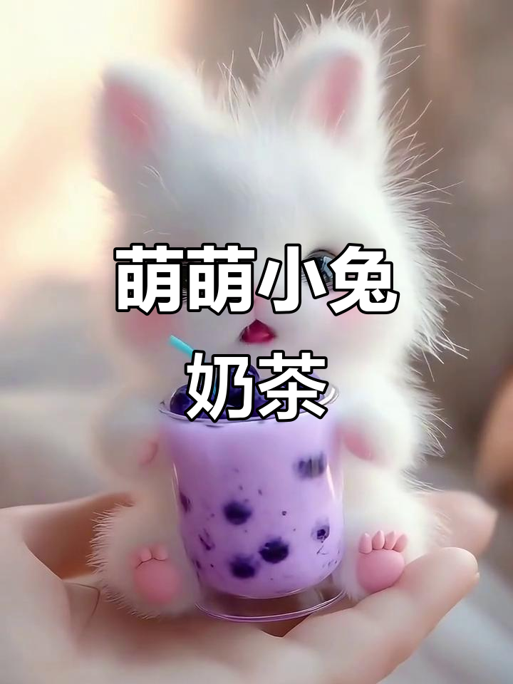 小兔子喝蓝莓奶茶,萌化人心,超适合儿童启蒙的可爱画面