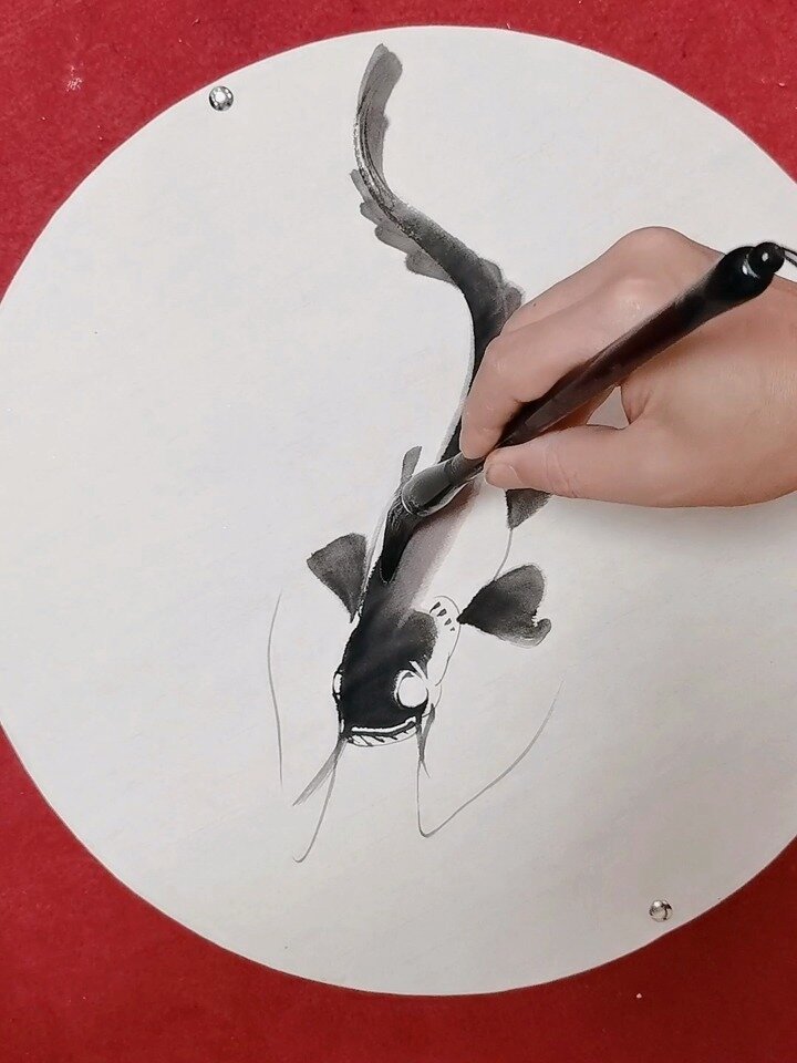 水墨鲶鱼画法