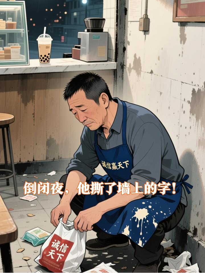 奶茶店倒闭前夜,他撕了墙上“诚信赢天下”的牌!