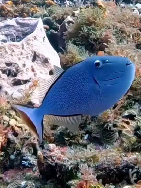 来看那些鱼儿自由自 在的海中游