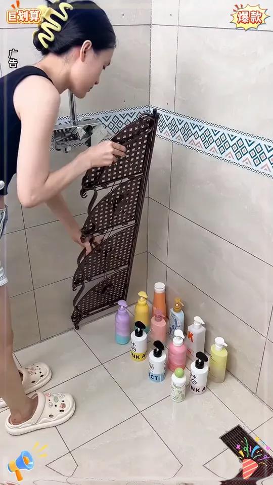 浴室储物架可折叠落地卫生间三角架多层墙角收纳架客厅厨房置物架