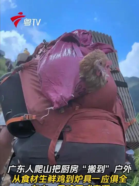 广东人爬山把厨房“搬到”户外,从食材生鲜鸡到炉具一应俱全,老广:无鸡不成宴啊