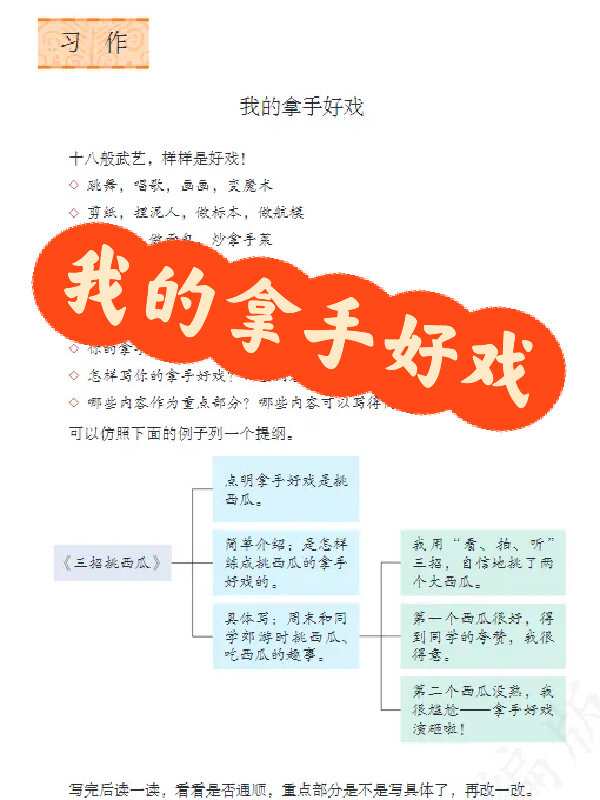 六上第七单元习作,我的拿手好戏新鲜出炉
