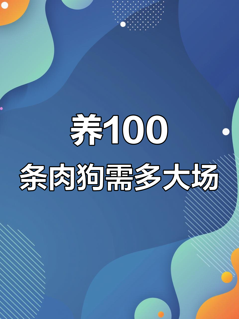 养殖100只肉狗需要多少场地?从零到出栏全解析