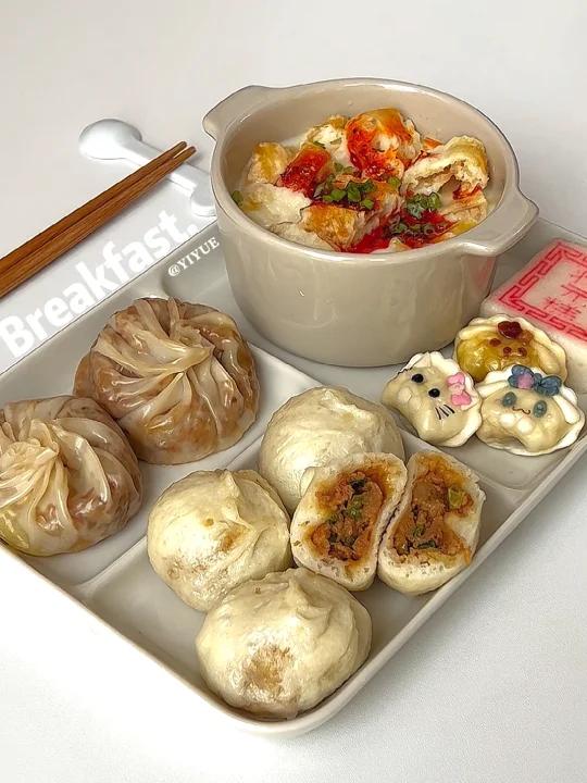 中式早餐|咸豆浆油条老面小笼包&烧卖