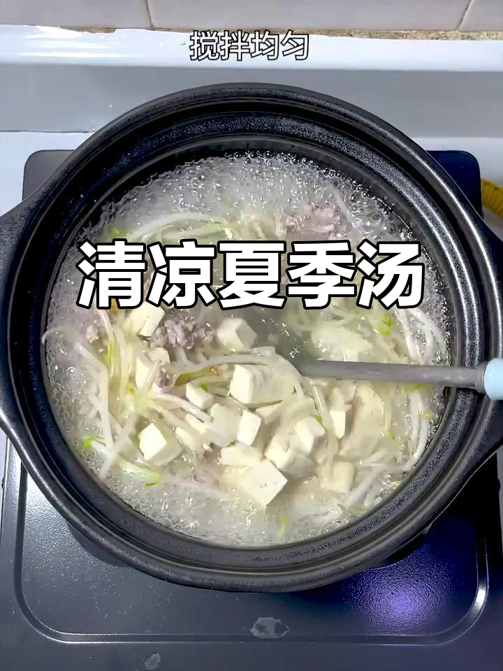 夏日必备清爽汤，豆芽豆腐肉末搭配，解暑开胃超好喝！