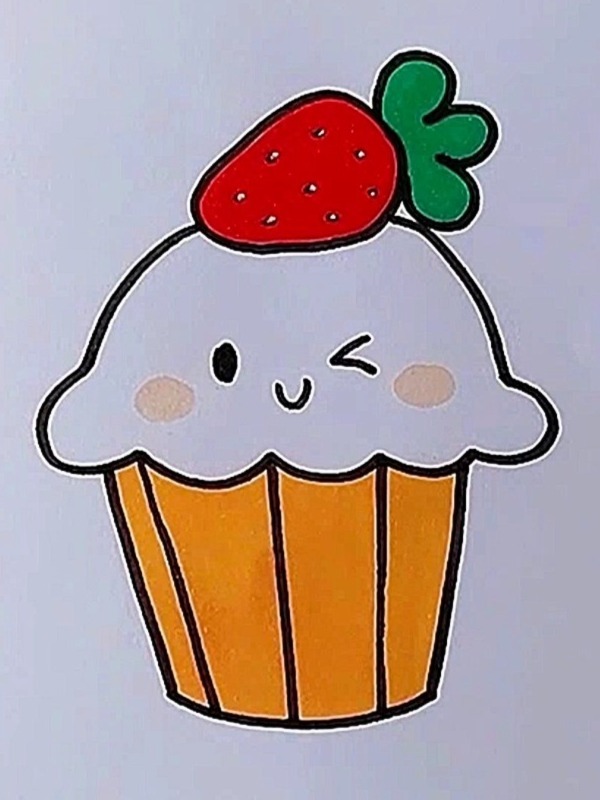 一起来画可爱的草莓蛋糕