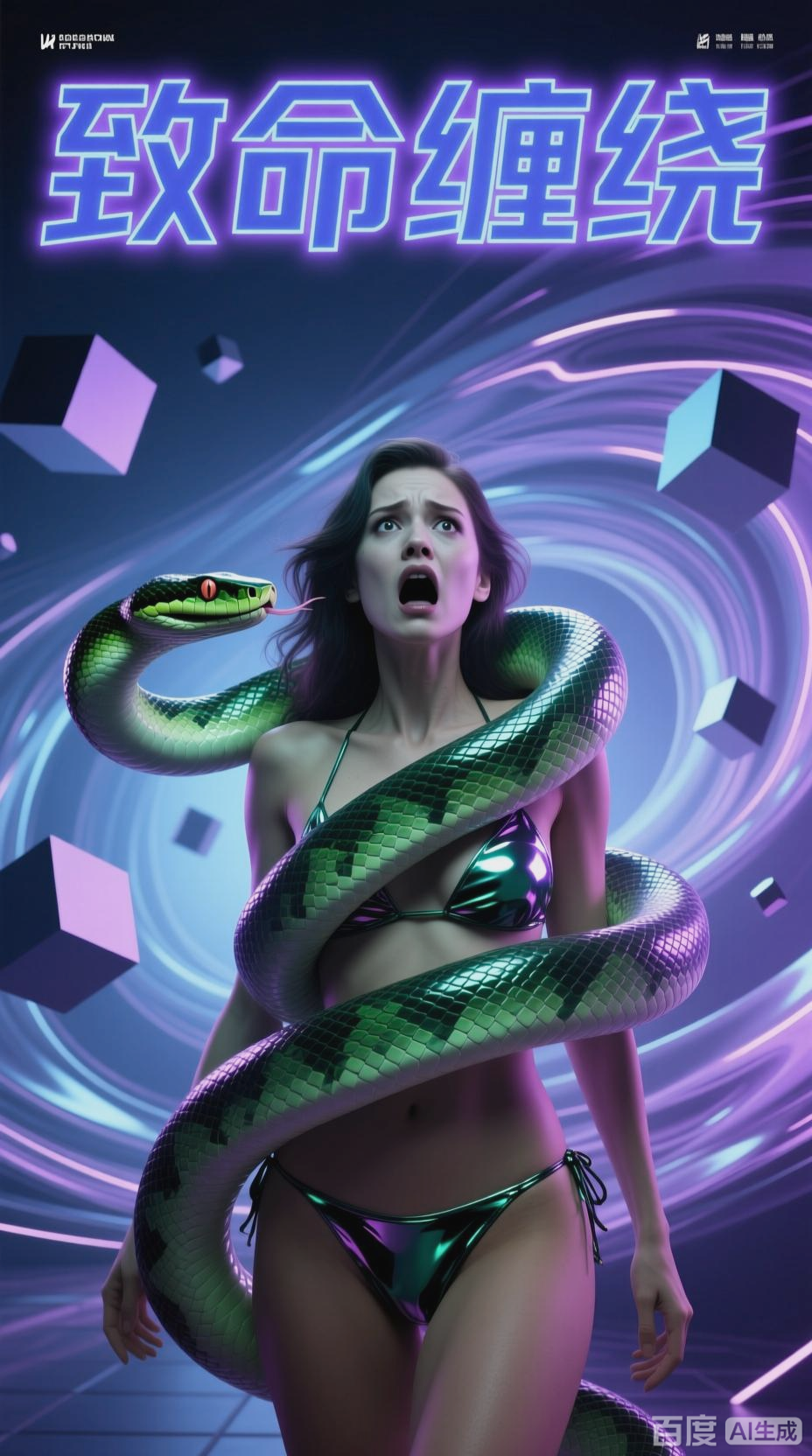 蟒蛇与比基尼美女的视觉冲击
