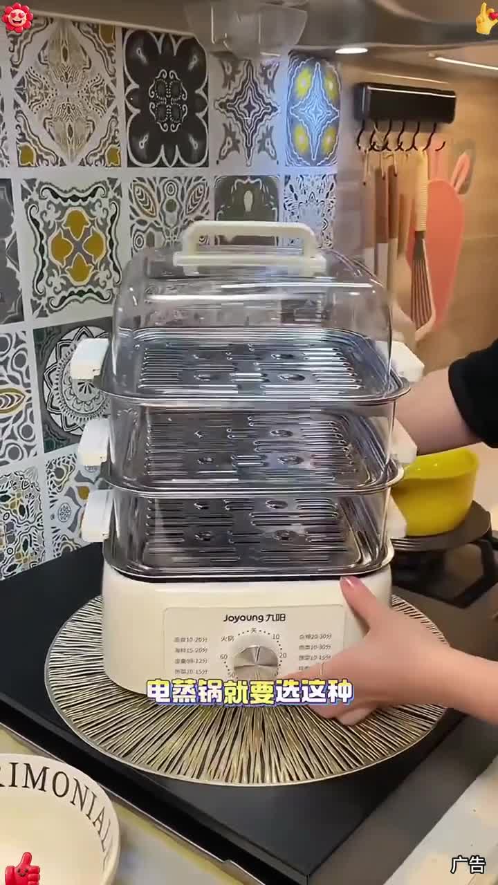 Joyoung九阳家用电蒸锅电蒸箱全自动多功能四层大容量蒸笼透明