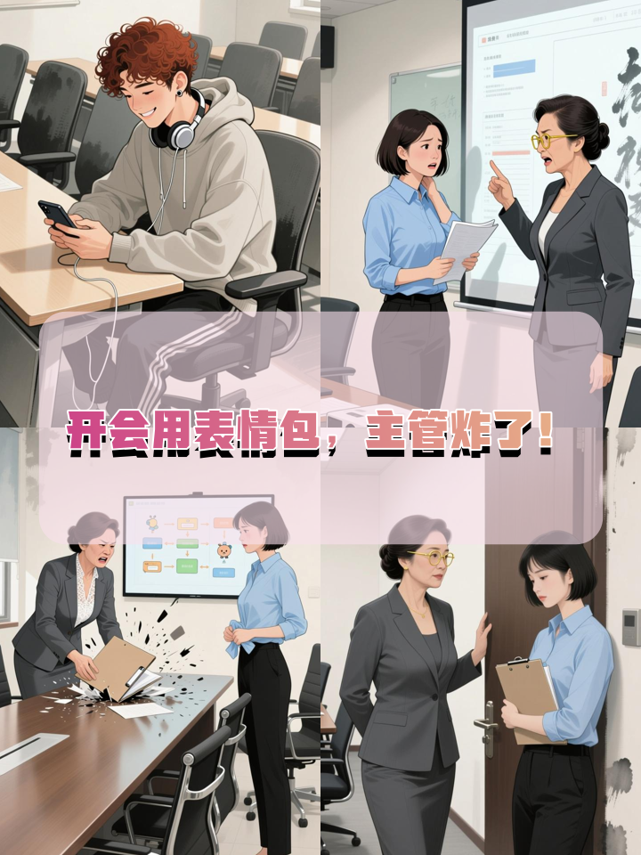 开会用搞笑表情包被批，她反手把同事摸鱼视频做成汇报！