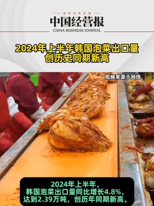 上半年韩国泡菜出口量创历史同期新高,对美国出口量同比增加20% 韩国泡菜对美国出口额创新高