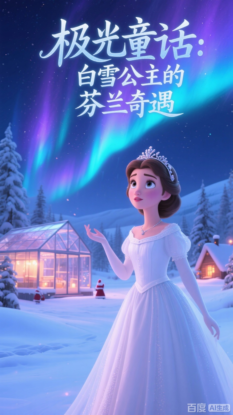 芬兰极光下的梦幻白雪公主