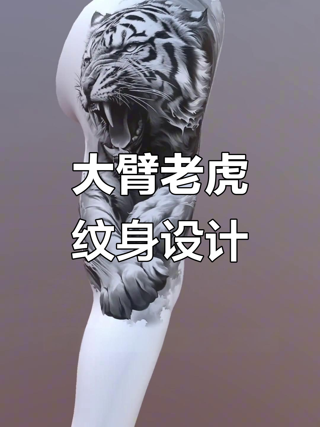 老虎纹身手稿展示,大臂设计图案分享