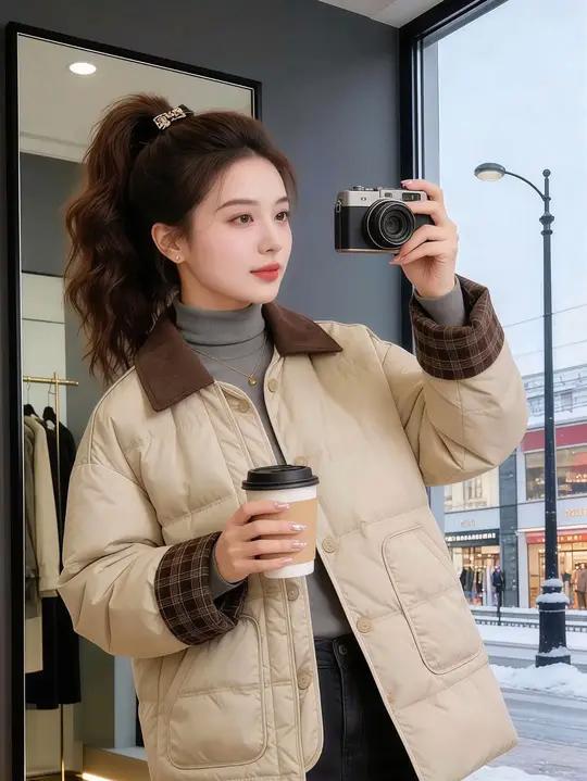 2025新款高级感时尚巴恩风中长款面包服女冬季巨好看的保暖外套