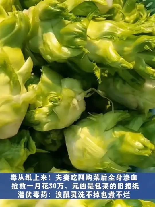 浙江一对夫妻拼多多网购娃娃菜 老鼠药中毒双双送医 经调查，元凶是包菜的报纸，溴鼠灵洗不掉也