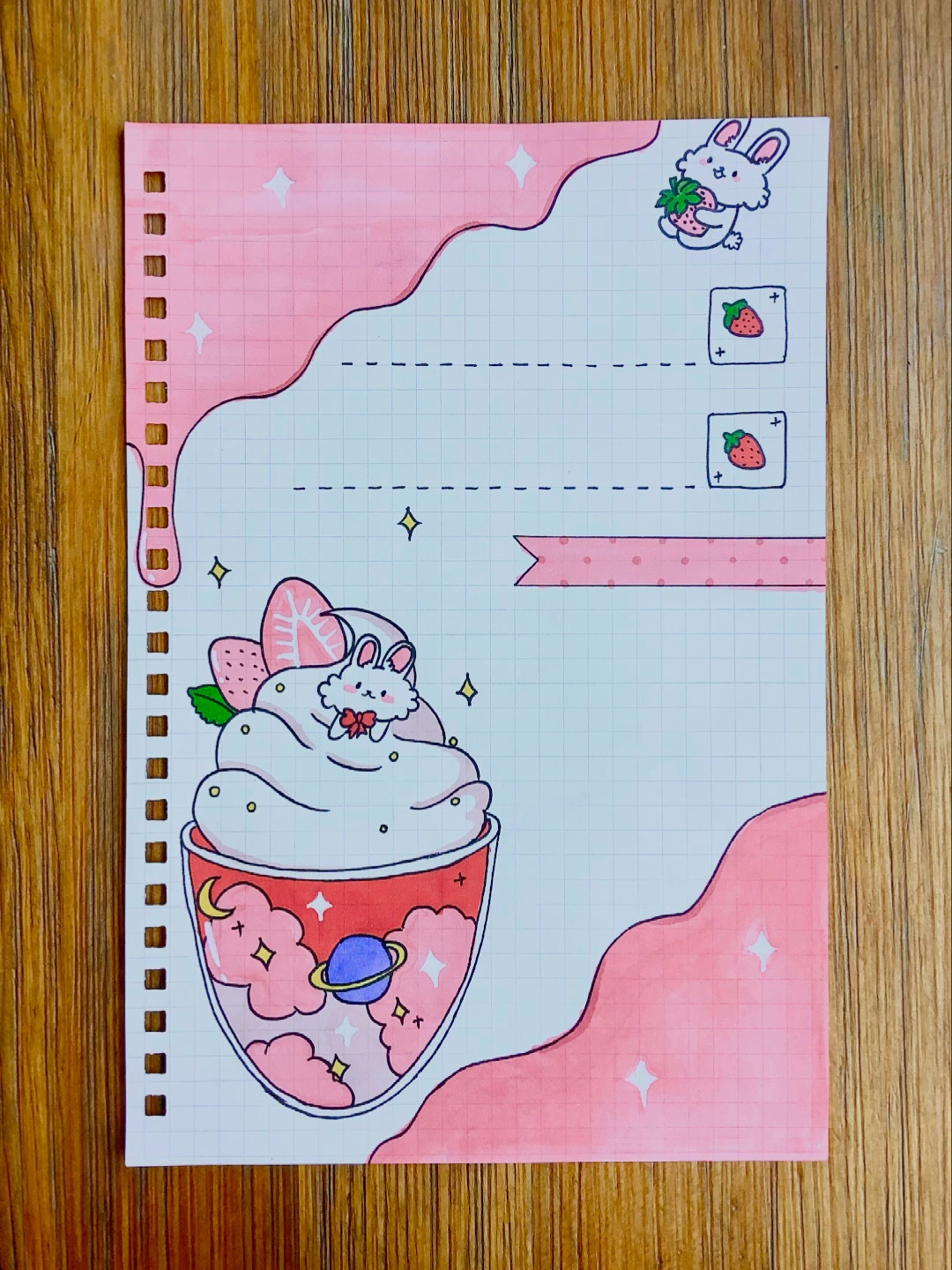 Oct4手帐|草莓甜品简笔画