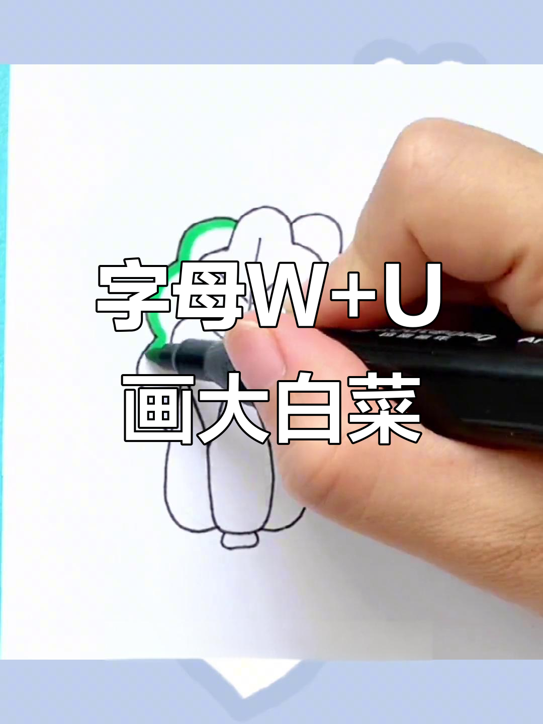 用字母W和U轻松画大白菜,简单又好玩