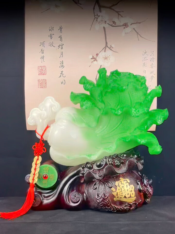 玉白菜摆件的寓意