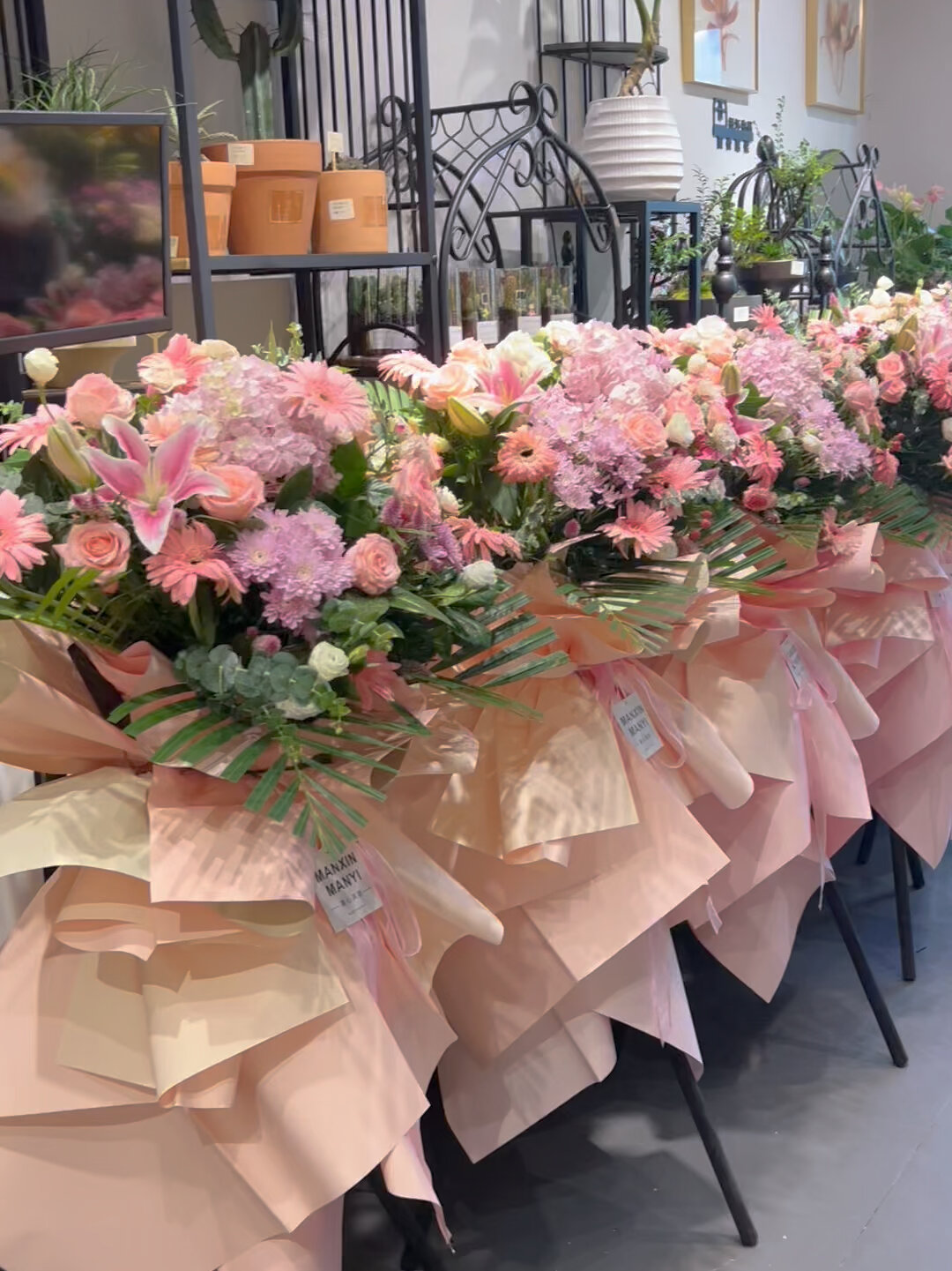 长沙花店|步行街开业花篮|粉色系贺词大全