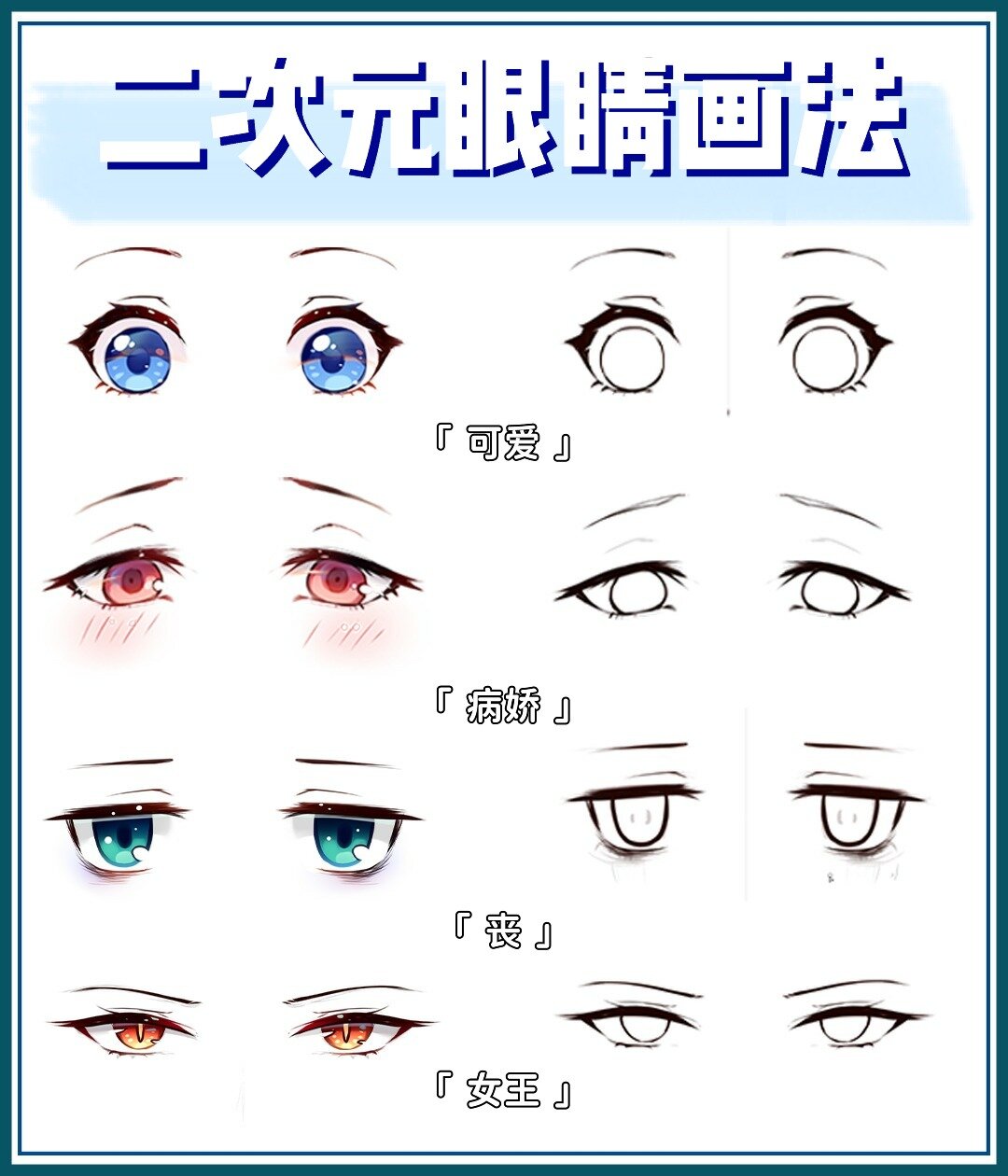 二次元漫画|4种常用眼睛画法,赶紧码住
