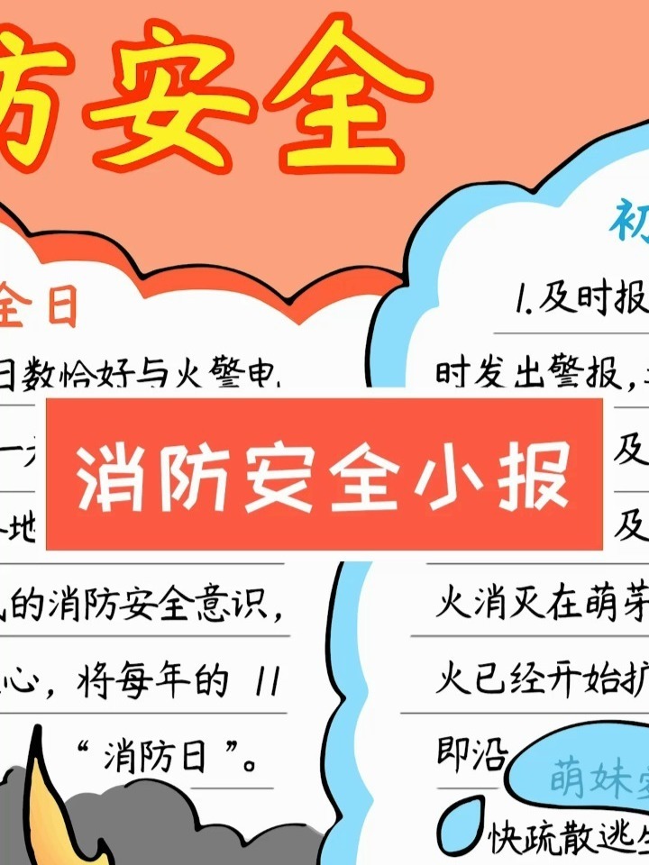简单漂亮的消防安全手抄报模板,含文字内容