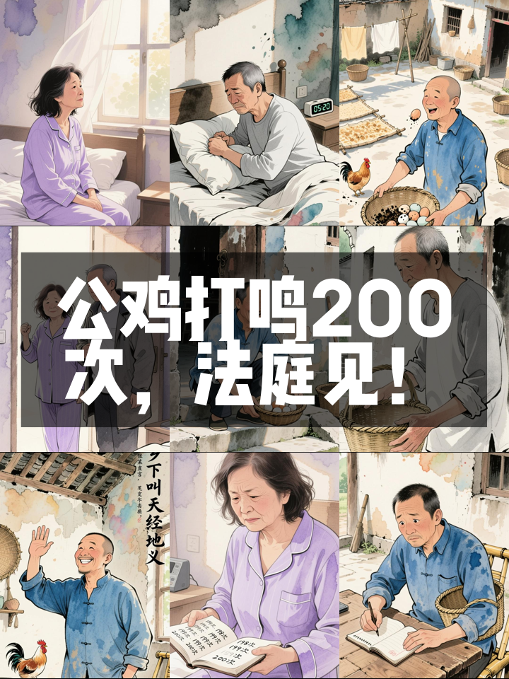 邻居家公鸡一天打鸣200次，夫妇俩详细记载后告上法庭：无法忍受