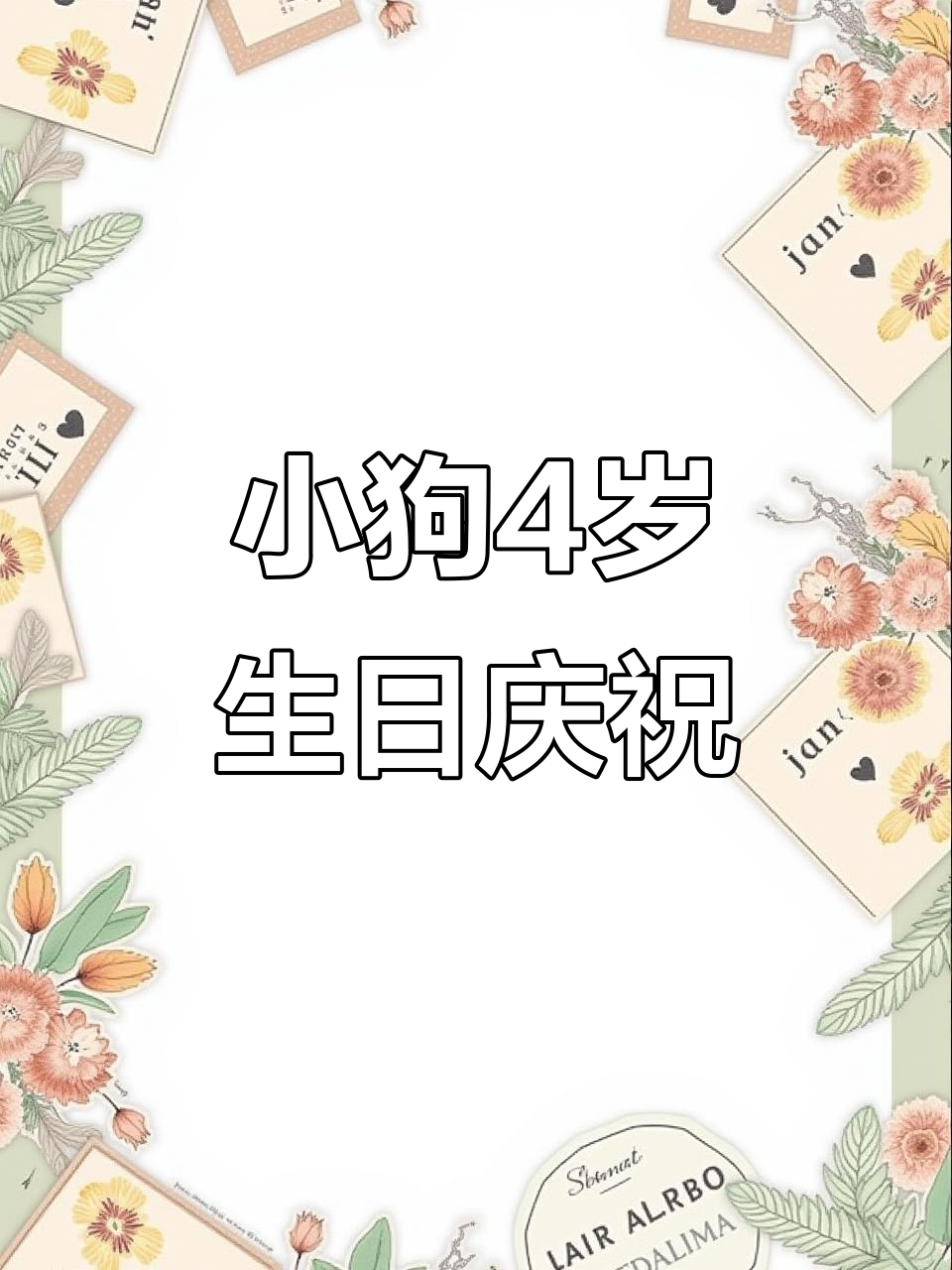 今天我的小狗四岁了,生日蛋糕和祝福满满!