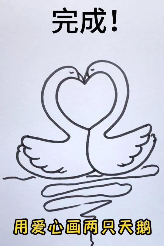 两只天鹅这样画,一学就会!