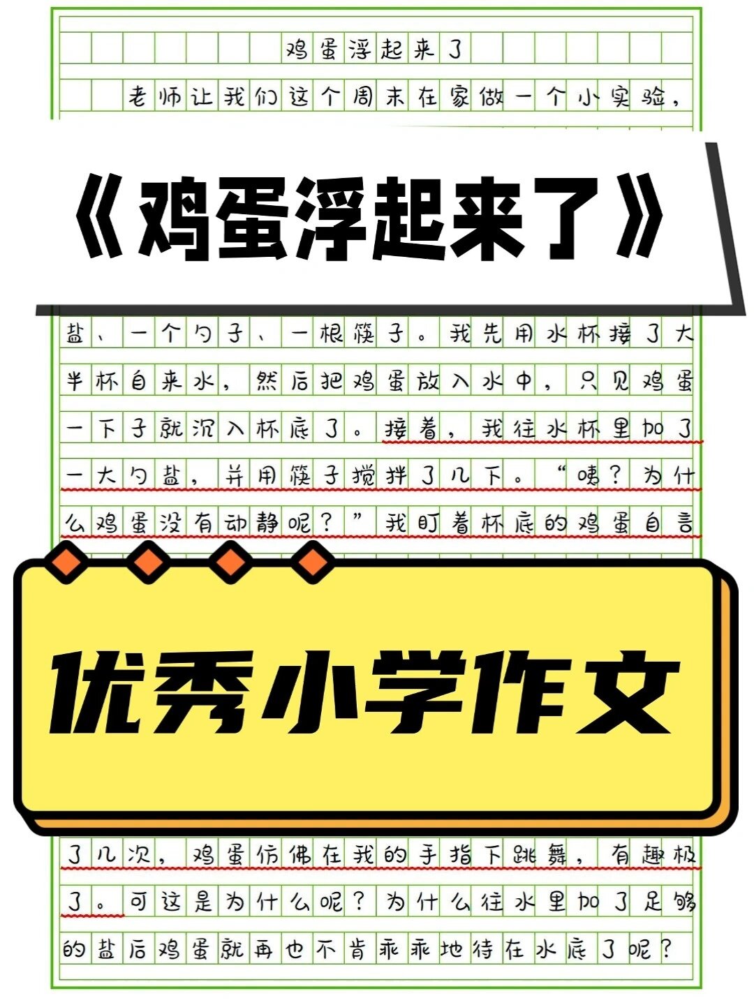 优秀作文《鸡蛋浮起来了》