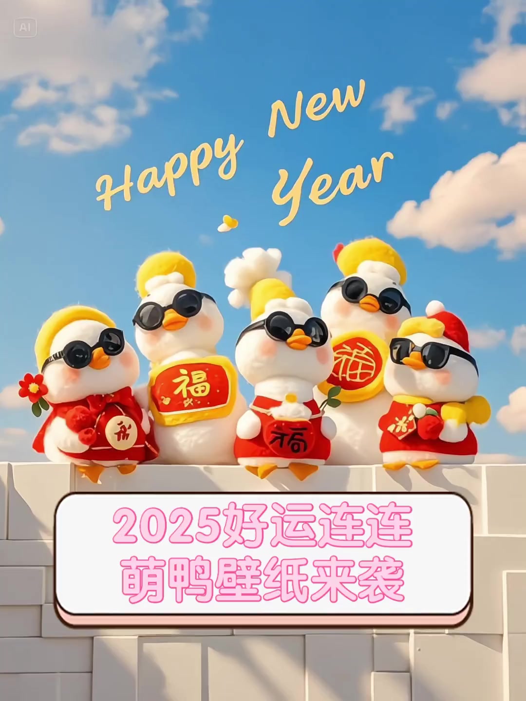 2025好运连连,萌鸭壁纸来袭