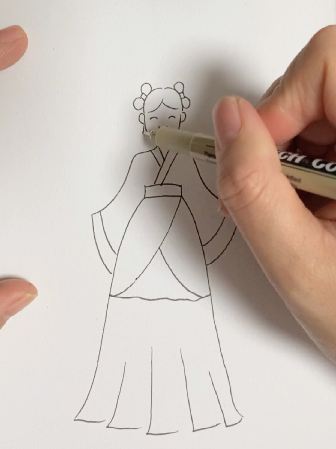 简笔画古代小女孩