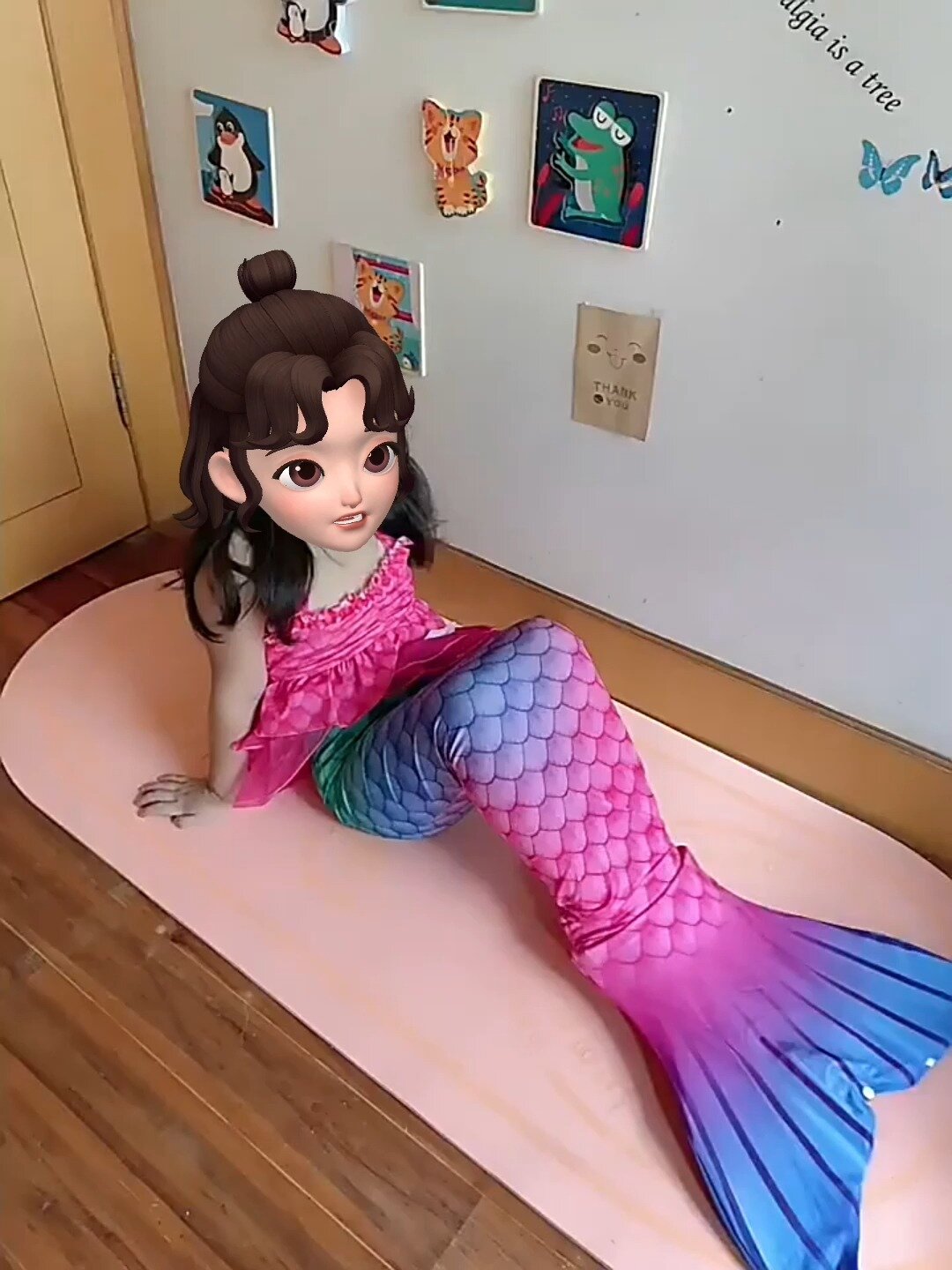 公主儿童美人鱼泳衣不玩水不夏天~