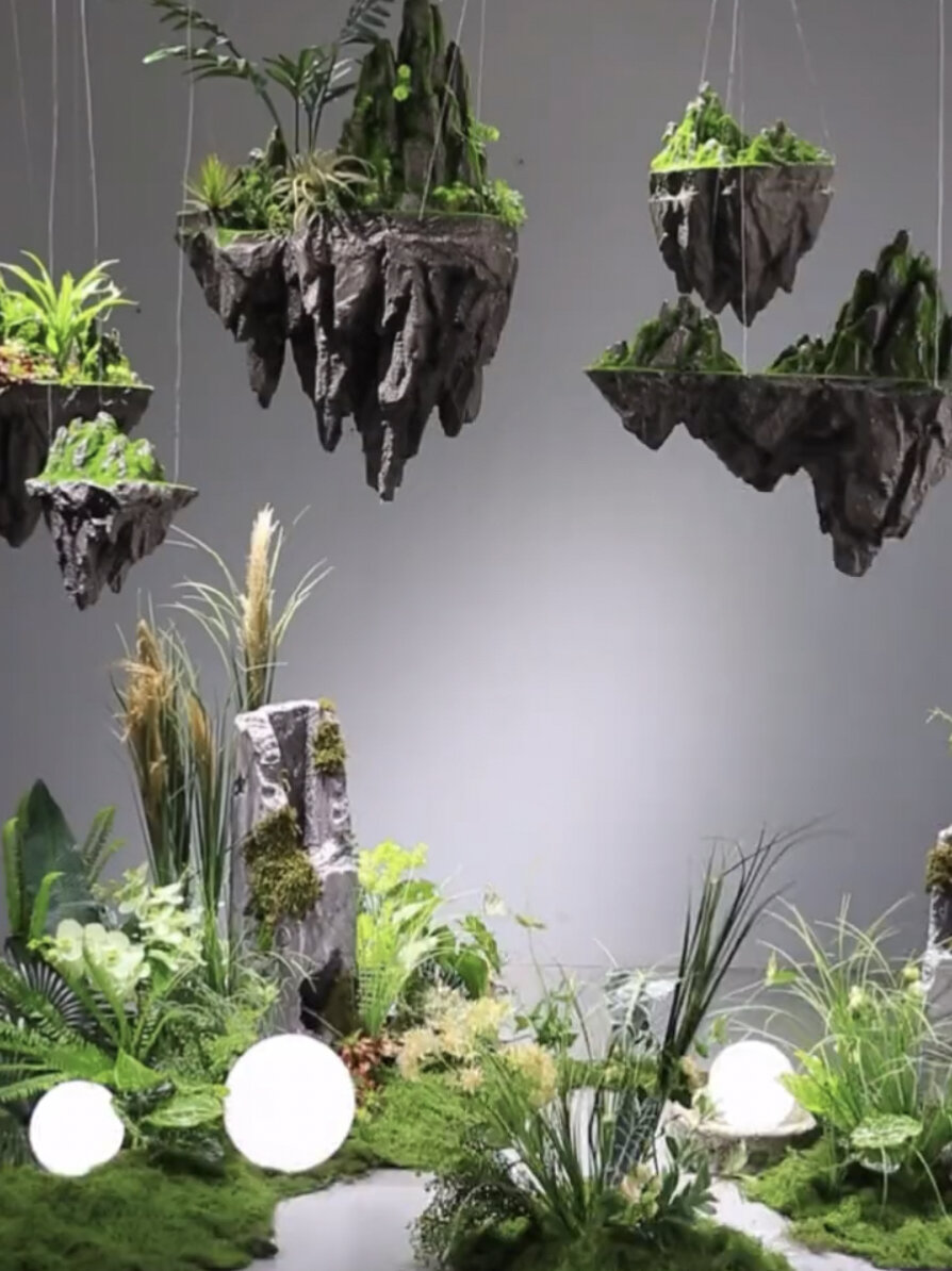 天空之城悬浮石装置景观设计仿真植物造景