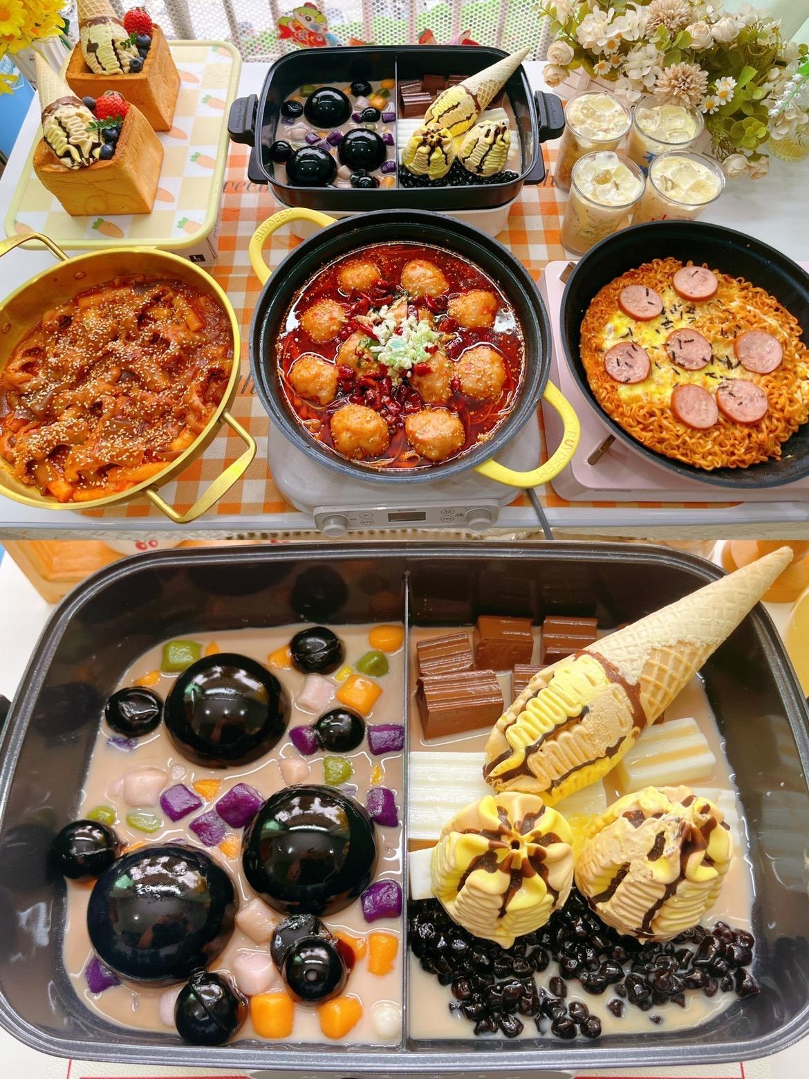 姐妹聚会～冰淇淋奶茶鸳鸯锅+汉堡诱惑 自己做美食 姐妹聚会 奶茶 治愈美食 抖音美食推荐官
