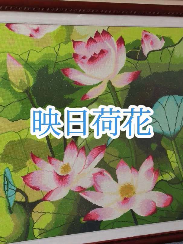 映日荷花十字绣这样裱裱您喜欢吗 鑫丰画框 鑫丰画框邮寄定制装裱 鑫丰画框软裱十字绣 十字绣