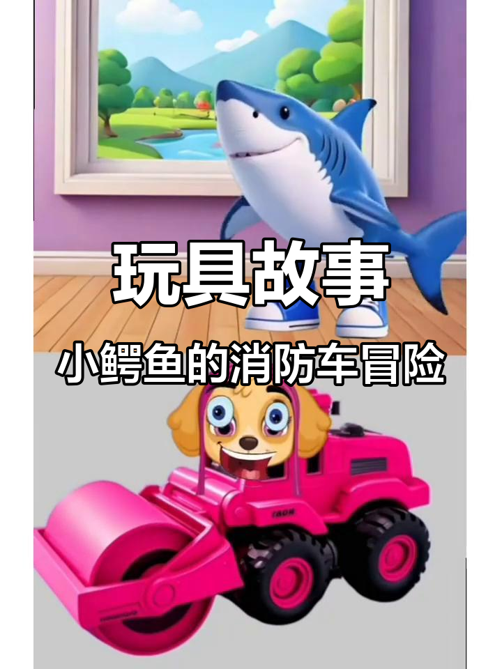 小鳄鱼变消防车送上学,爸爸开大消防车上路