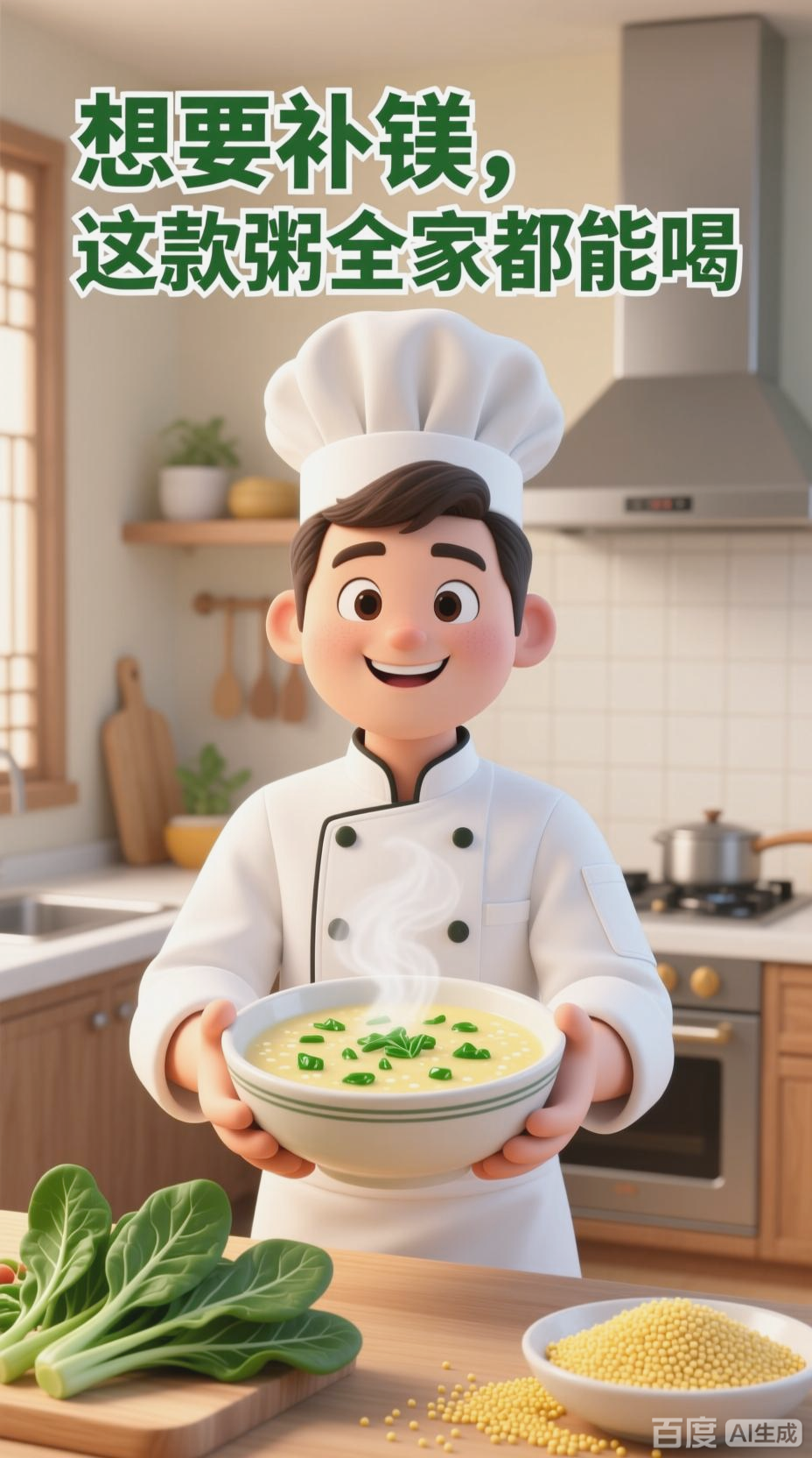 菠菜小米粥,补镁好选择